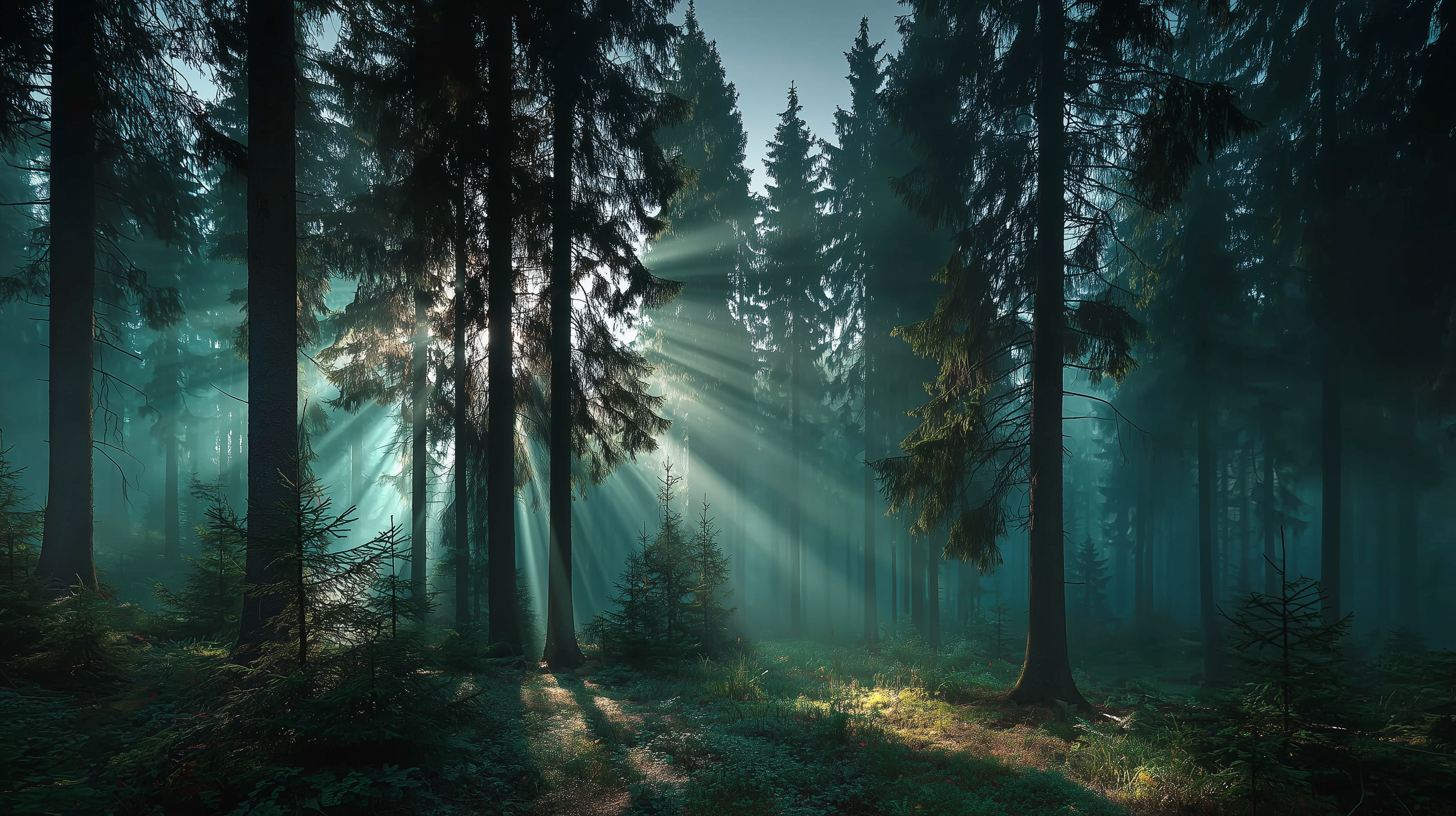 Kiefernwald bei Sonnenaufgang